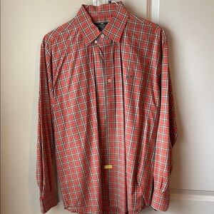 Orange and Brown Plaid Men's Shirt